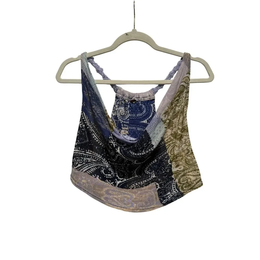 Free People Crop Top Women's S/M  Laila Draped Boho Patchwork